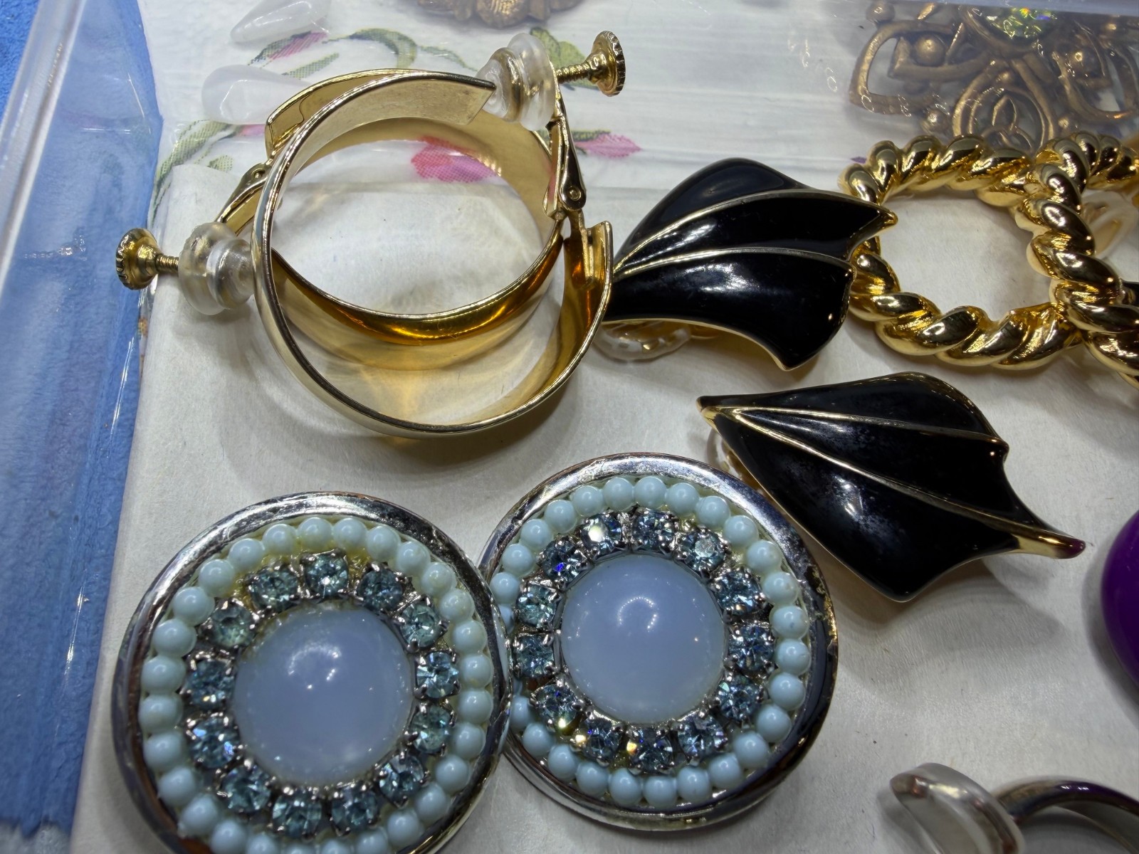 Lot of 13 Pairs of Vintage Clip-On Earrings Includes Lisner, Monet, Napier, Coro