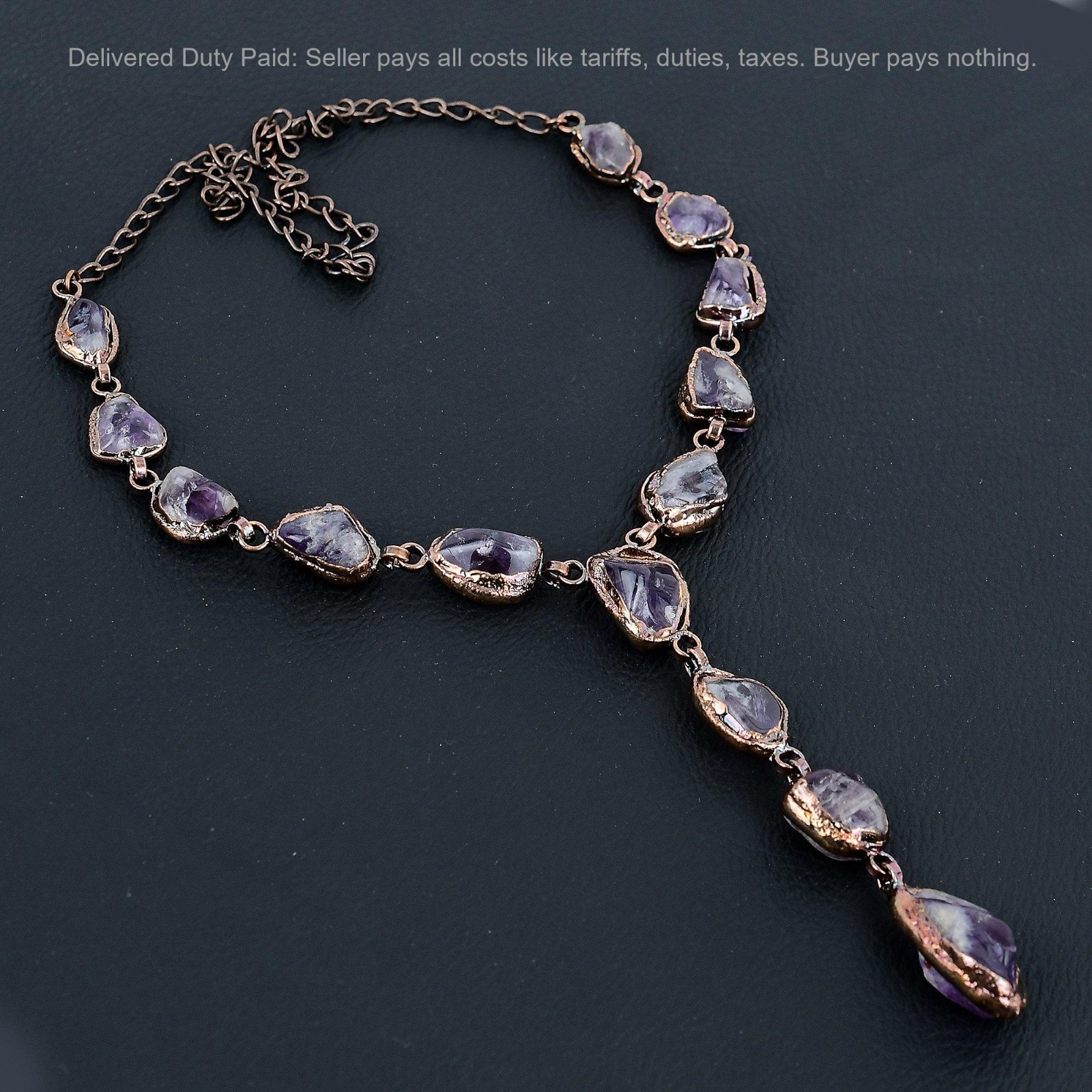 Copper Super 23 Amethyst Rough Gemstone Chain Engagement Electroformed Necklace