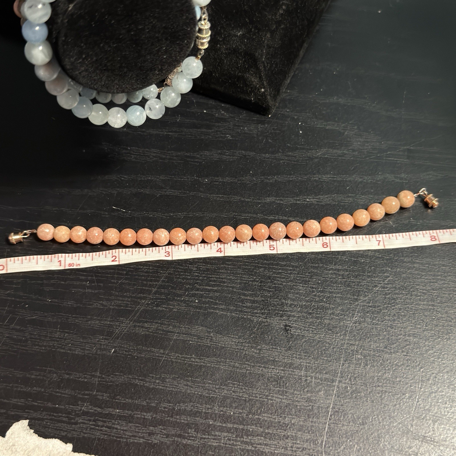 Peach Calcite Natural Gemstone Bead Bracelet | Smooth Round 8mm