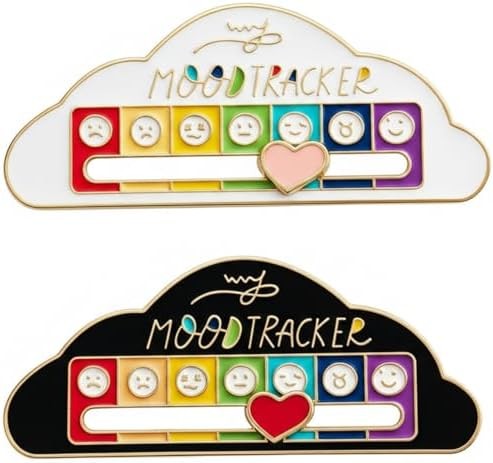 My Social Battery Slider Pin Set, 2PCS Cloud Mood Enamel Pins Black White, Funny