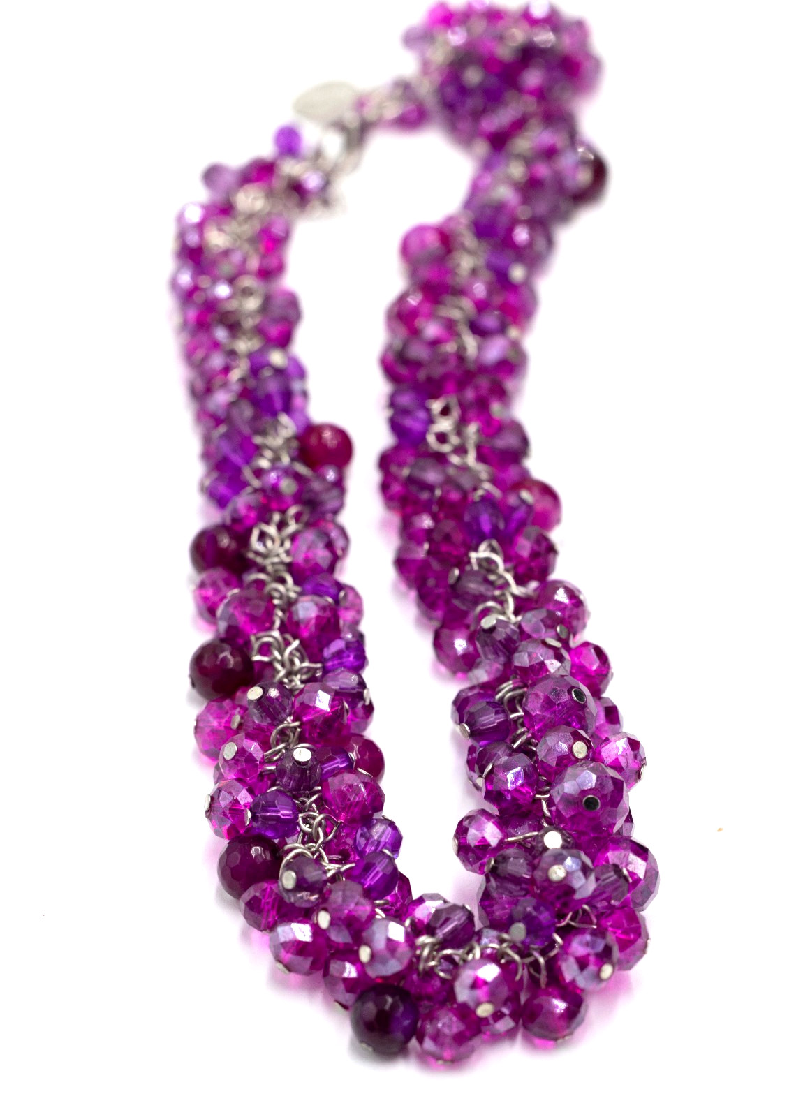 White House Black Market Fuchsia Crystal Cluster $38 Necklace NWOT