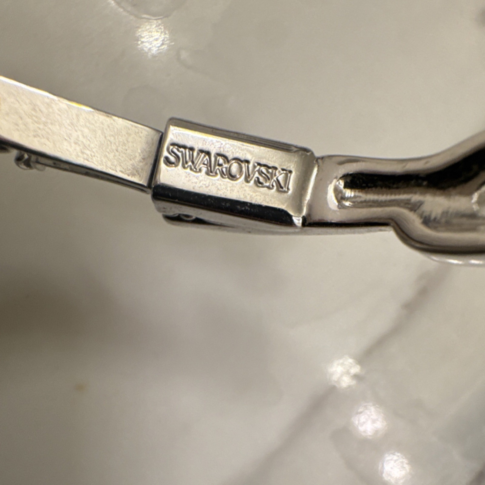 Swarovski Silver Crystal Bangle Bracelet Stackable Push Lock Pavé Setting