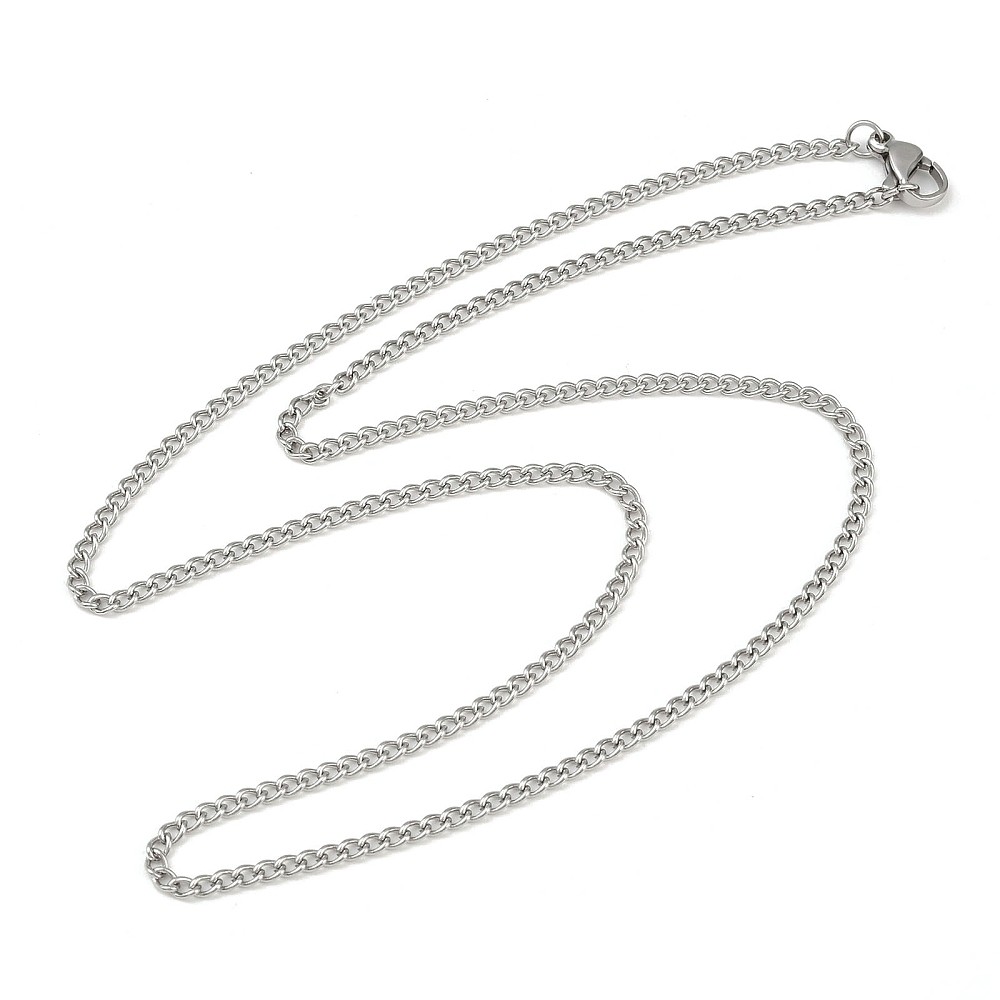 Chain Necklace Stainless Steel Silver 17.7 in Women N151