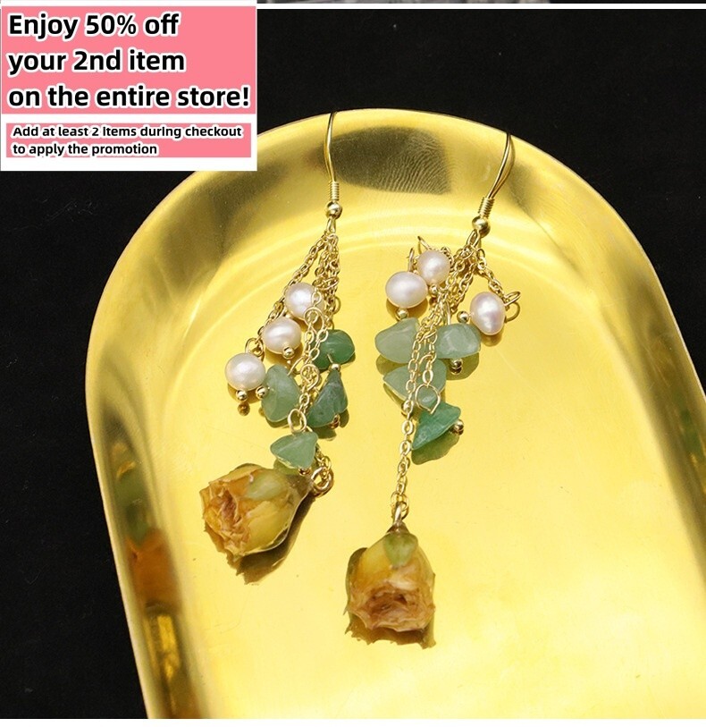 Natural Freshwater Pearl Earrings Bohemian Baroque Real Flower Drop 925 Silver