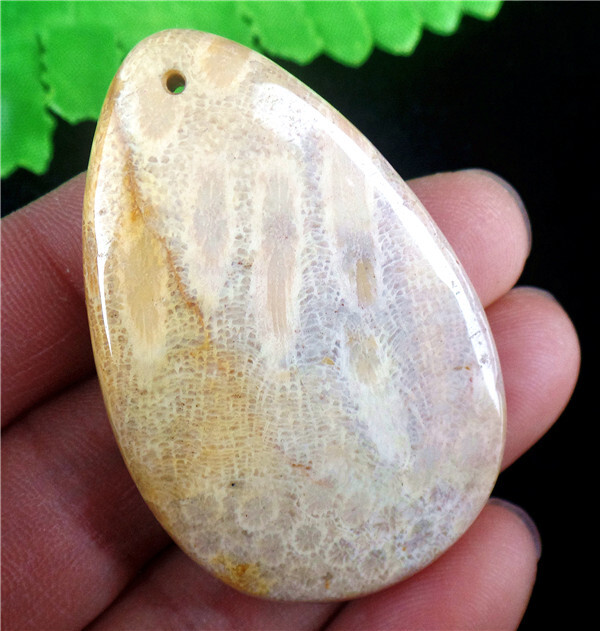 47x31x7mm Natural Africa Chrysanthemum Coral Teardrop Pendant Bead AD65075