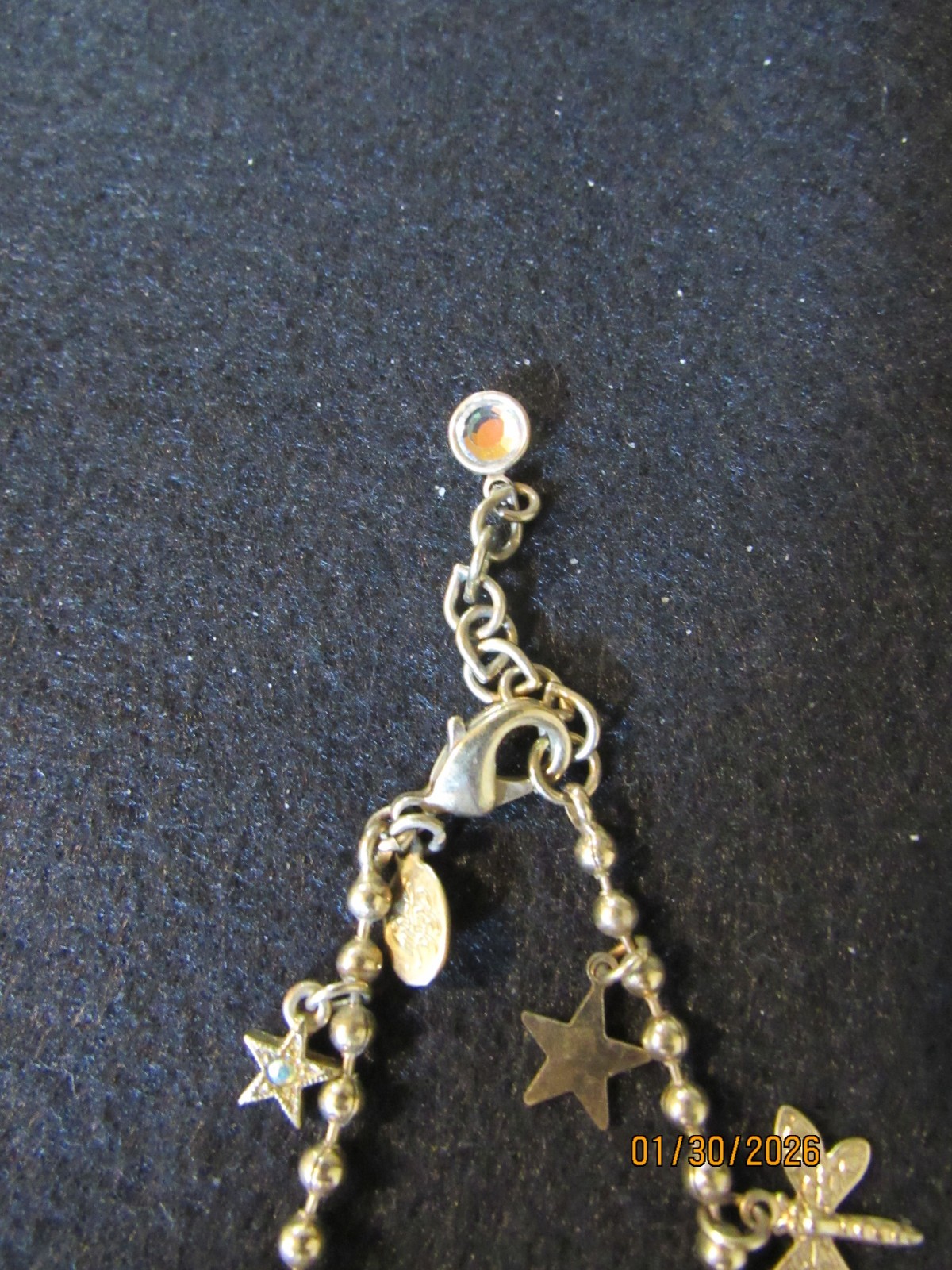KIRKS FOLLY GOLD TONE CELESTIAL MOON & STARS ANKLE BRACELET 9-10″