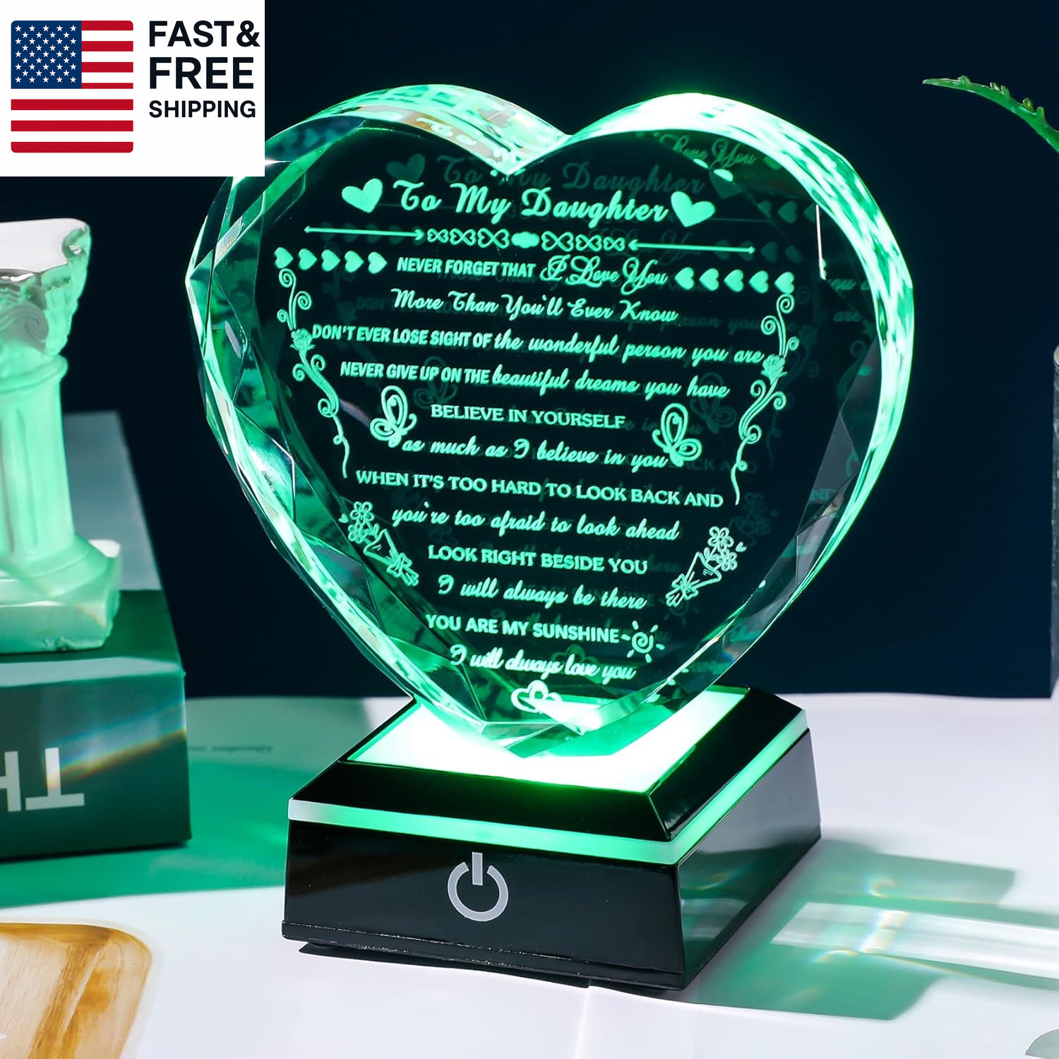Daughter Gifts with Colorful LED Base, Daughter Birthday Gifts Adult from Mom D