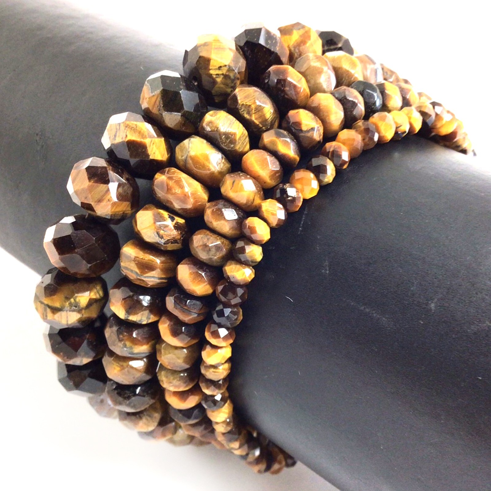 Handmade Natural Tiger eye Faceted Bracelet Rondelle Bead 7.5″ 4mm 6mm 8mm 10mm