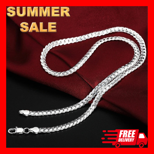 925 Sterling Solid Silver Chain Necklace Jewelry for Women Men Fashion Gift