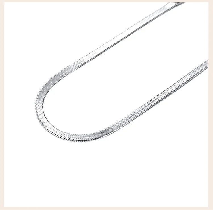 Herringbone Chain Necklace 925 Sterling Silver Flat Link Smooth Jewelry