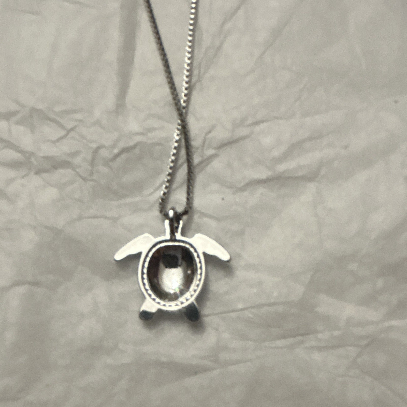Silver Tone Turtle Charm Pendant Necklace