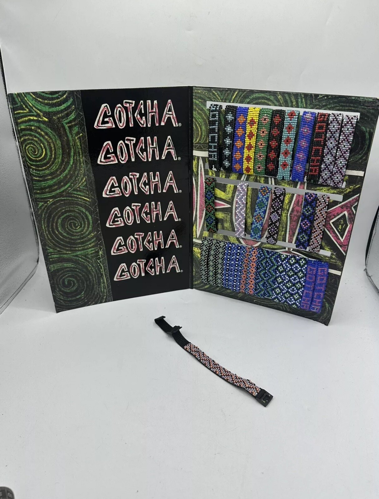 Gotcha Bracelet Adult Vtg 90s Surf Skate Braided Wrap Multi Color