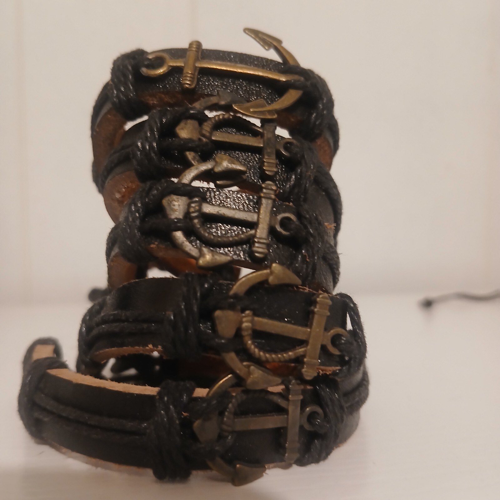 Anchor Charm leather black/brown bracelet men or women