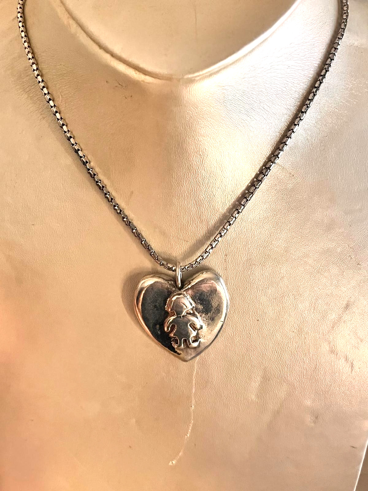 Sterling Silver Heart Child Girl Pendant Necklace Stamped 925 Box Chain