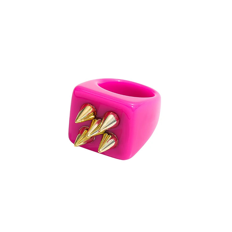 Resin Chunky Ring Geometric Square Round Knuckle Bold Band Women Jewelry