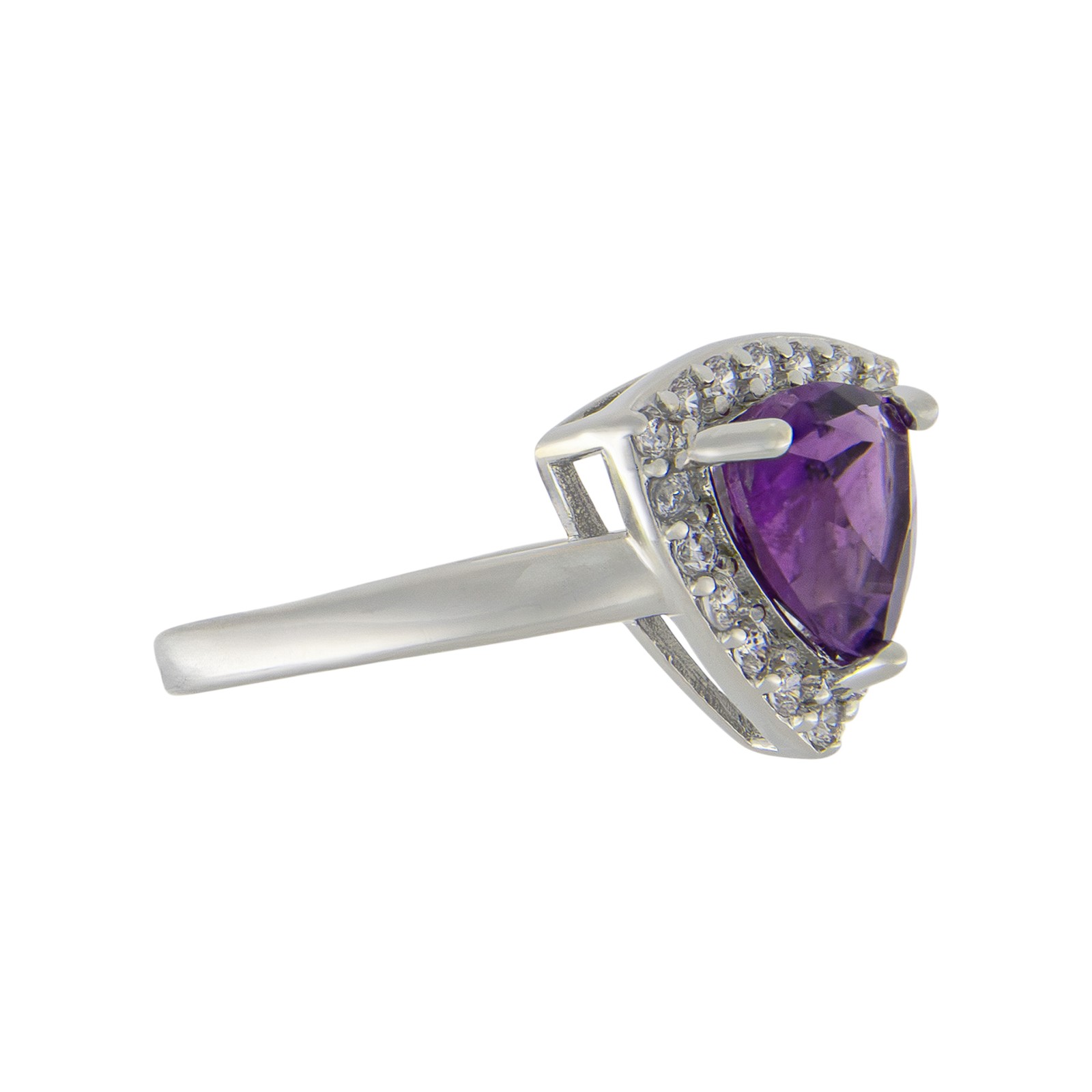 Gold Coast Platinum Plated Trillion Cut Genuine African Amethyst Ring, Size 9