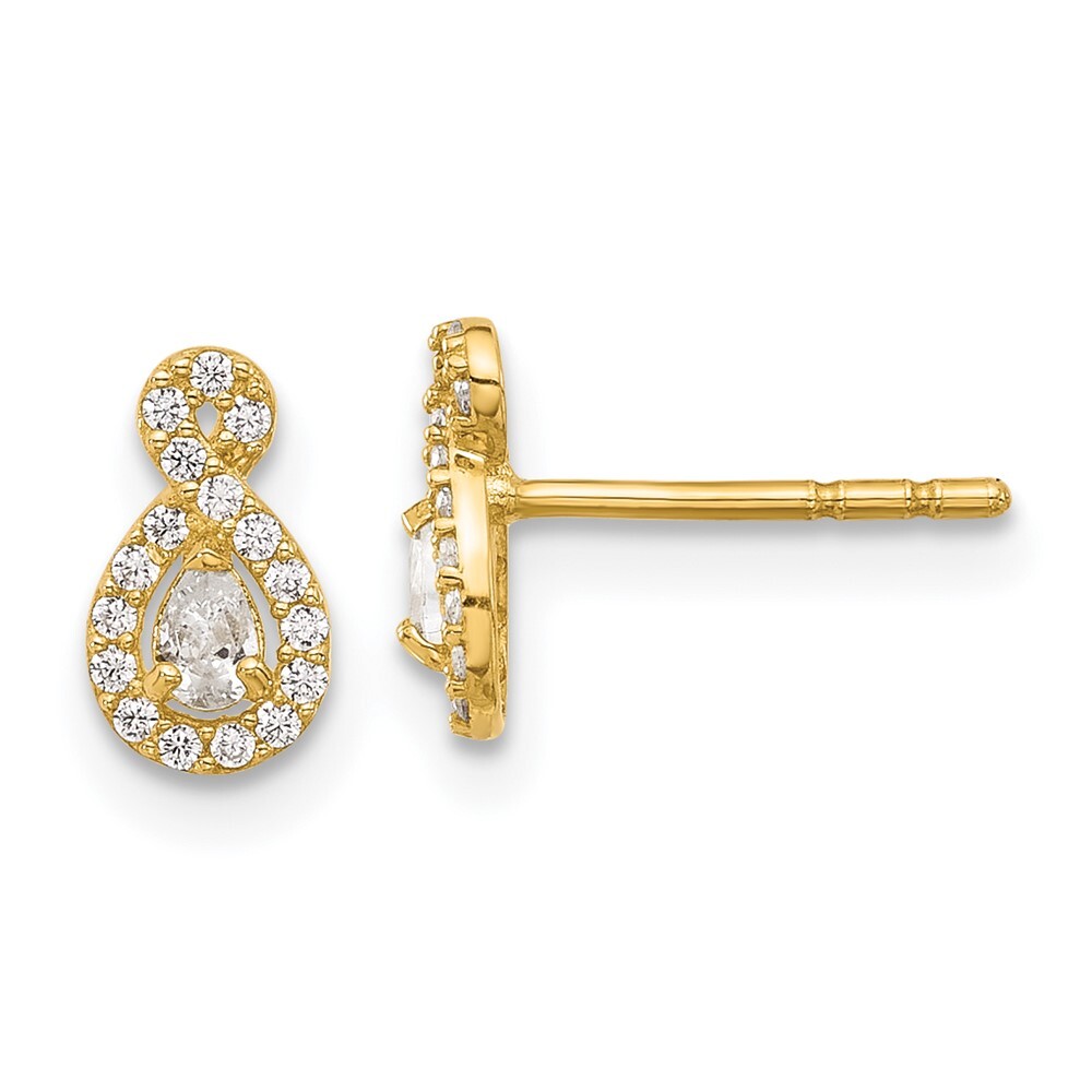 8.1mm 14K Yellow Gold Polished CZ Infinity Post Earrings