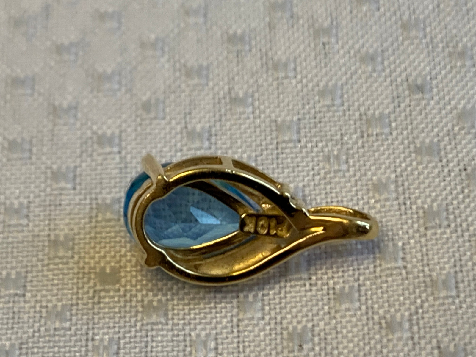 10K Yellow Gold Pendant 1.48g Fine Jewelry Blue Topaz Teardrop Stone Charm