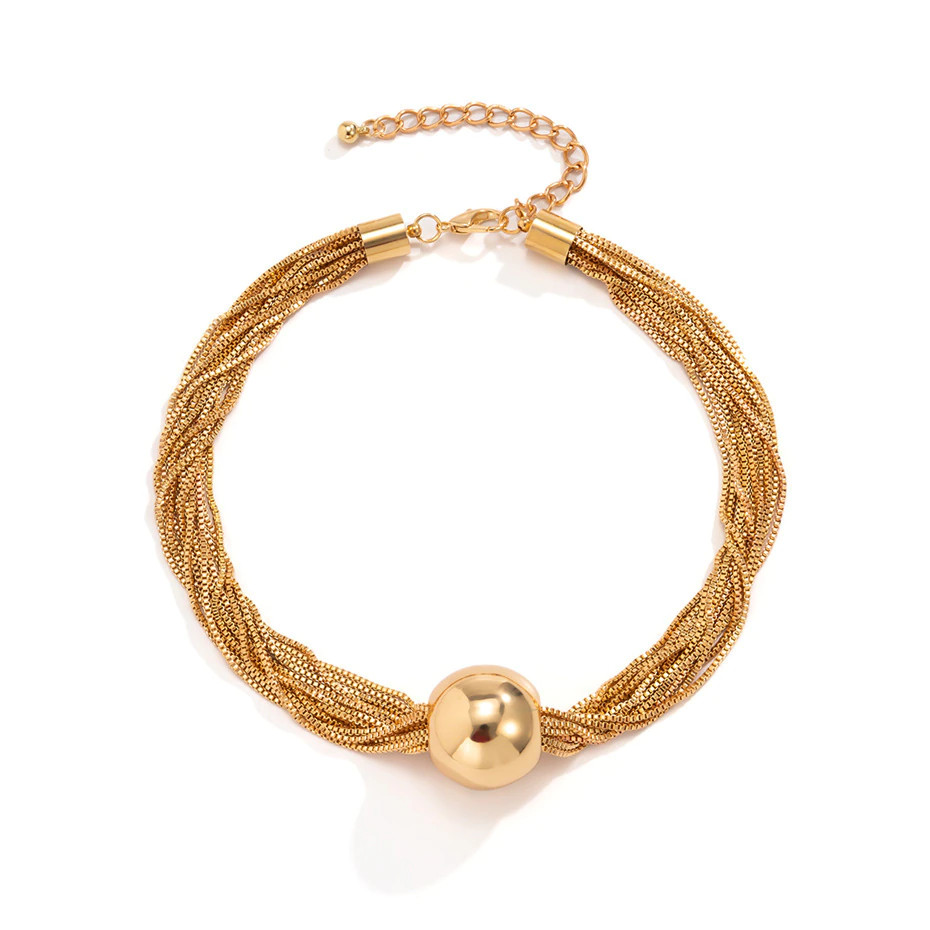 Women’s Fashion Jewelry Gold Twisted Layered Thick Choker Necklace 1-160