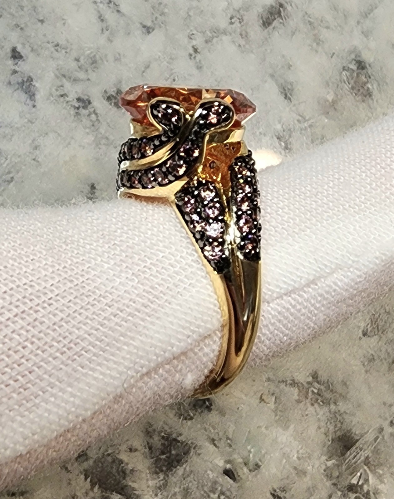 Sterling Silver Gold Plated Ring Size 7 Sparkle Canary Gemstone Pink CZ
