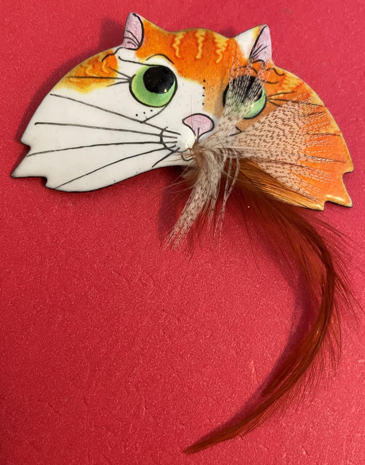 Cat Face 2.75 inches wide Brooch – as shown