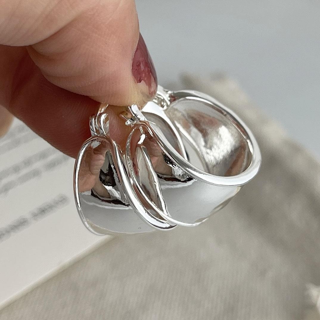 925 Sterling Silver Wide Hoop Earrings For Women Trendy Huggie Jewelry Party