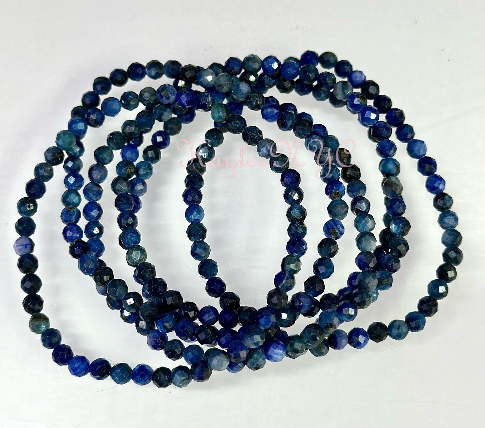 Wholesale 6 Pcs Natural Blue Kyanite 4mm Faceted 7.5” Healing Stretch Bracelet