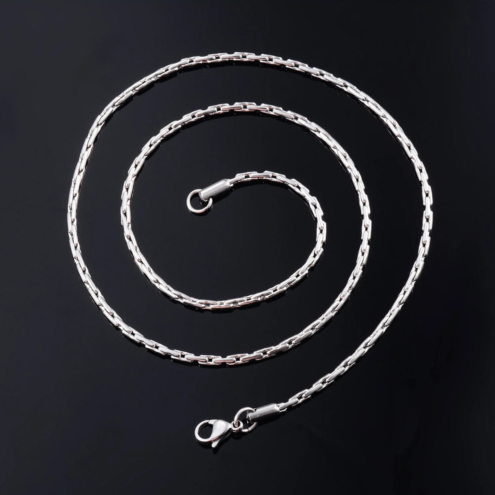 Thin Silver Necklace Link Cable Chain for Women | 316L Stainless Steel Jewelry