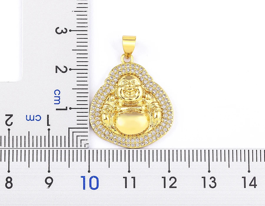 Nidin Classic Exquisite Maitreya Buddha Pendant Necklace Inlaid Shiny Zircon Cry