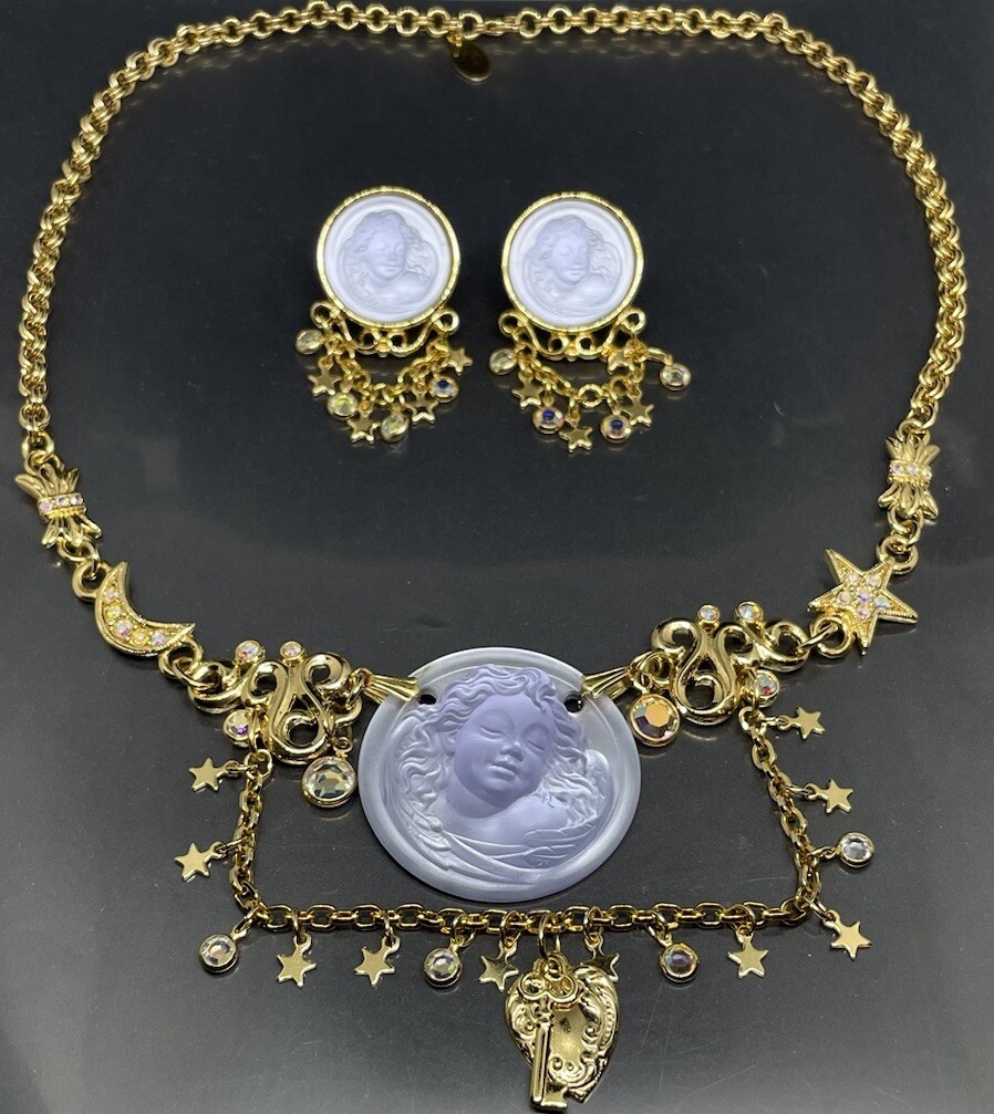 Kirks Folly Dream Angel Women’s 18-27.75” Pendant Necklace 1.5” Earrings Set
