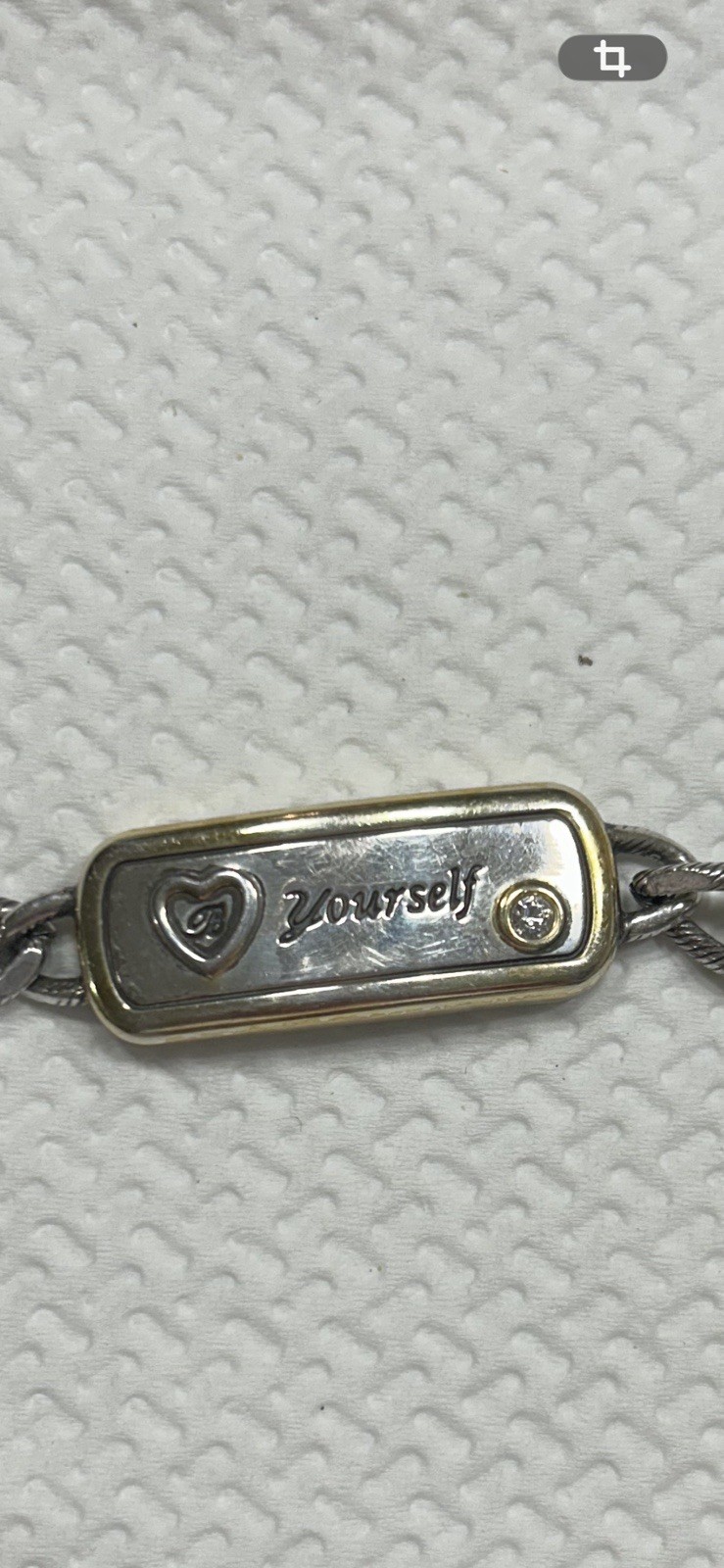 Brighton Yourself Bracelet Two Tone Silver Gold Heart Crystal Toggle Clasp