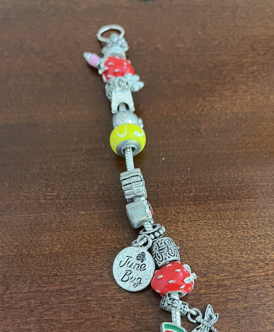 Willabee and Ward Silver Tone June themed Charm Bracelet 8″