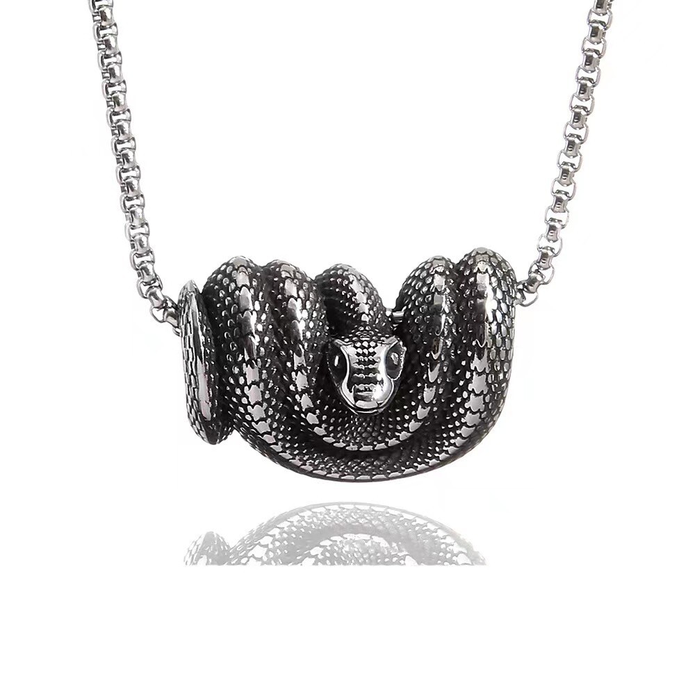Silver Animal Snake Serpent Pendant Necklace Gothic Retro Jewelry Chain 24″ Gift