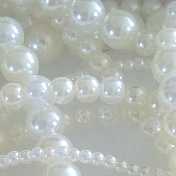 Banana Republic Multi-Strand White Simulated Pearl Beaded Necklace, Signed