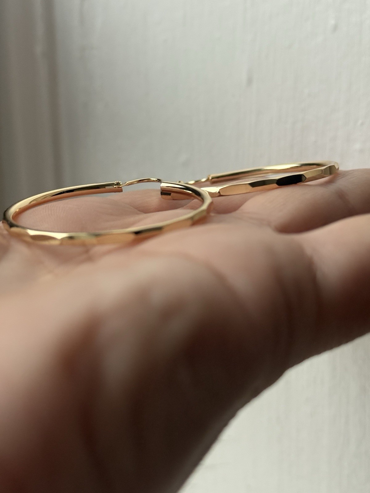 Gold Endless Style Hoop Earrings with Diamond Cuts