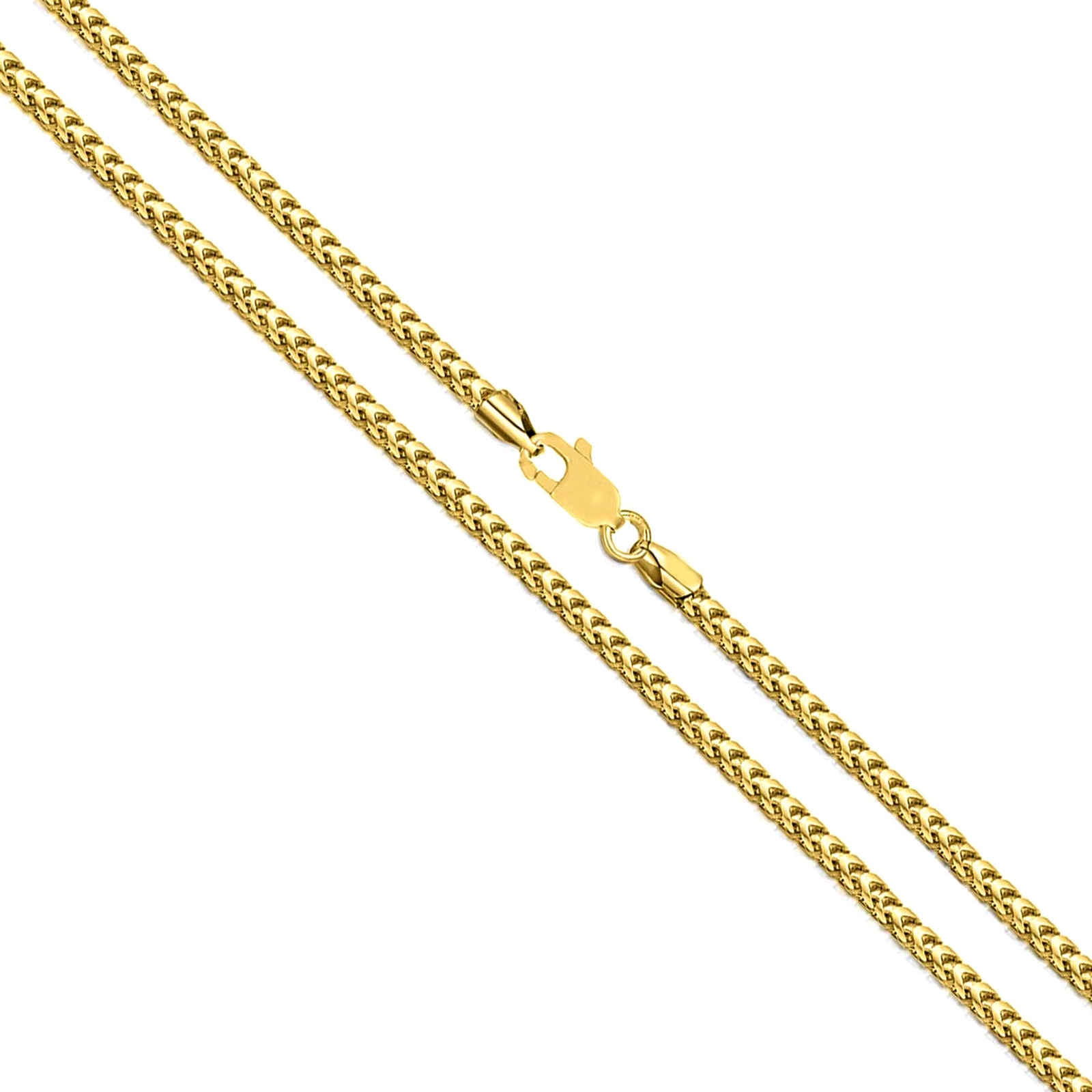 14k Yellow Real Solid Gold Franco Chain Necklace, 0.9mm, 16″