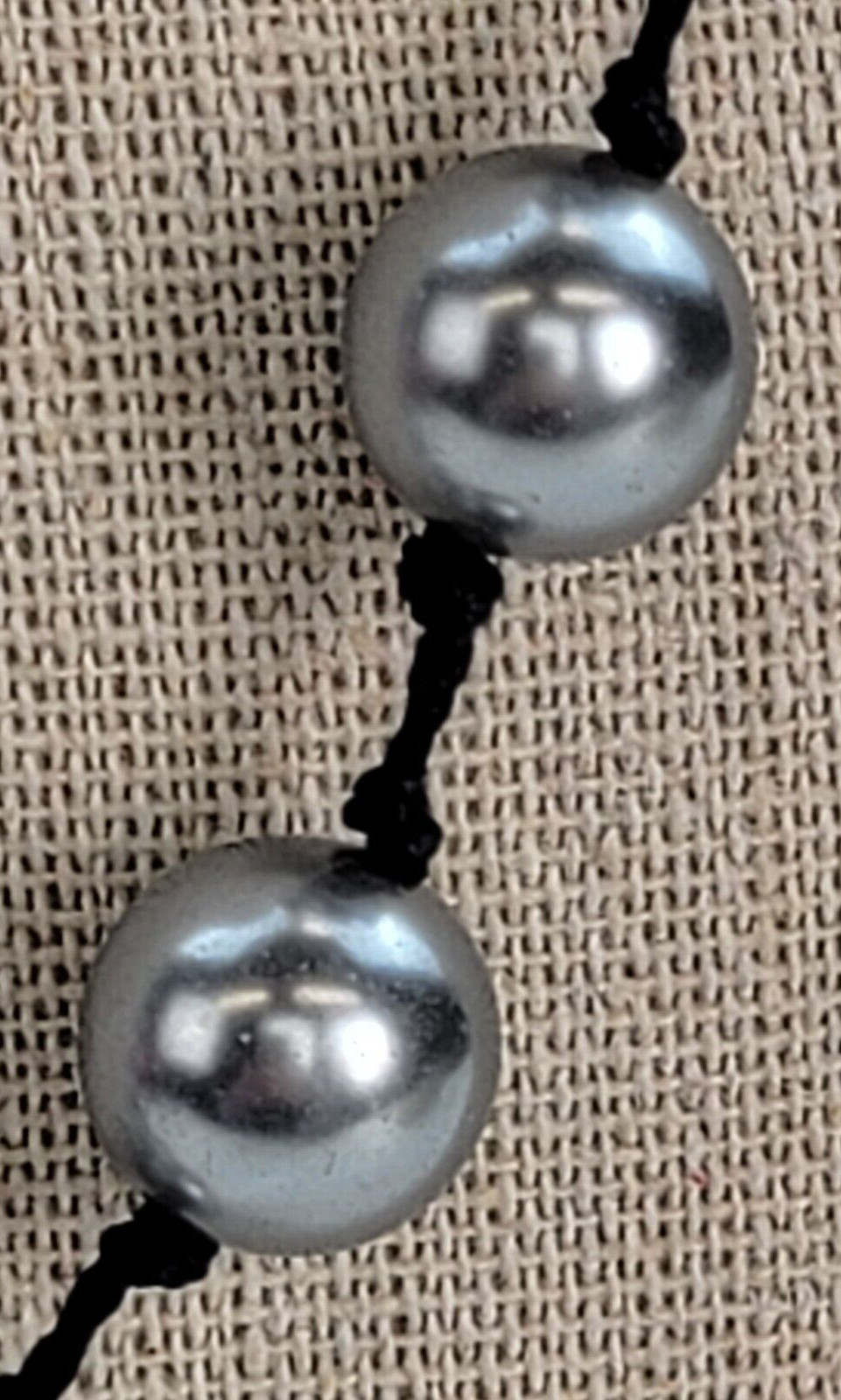 Dominique Cohen DOM Metallic Gray Glass Ball Bead Necklace Hand Knotted 21 in