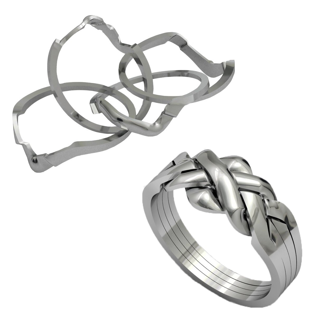 Criss cross puzzle ring 925 silver handmade 4 band Classical Turkish Puzzle