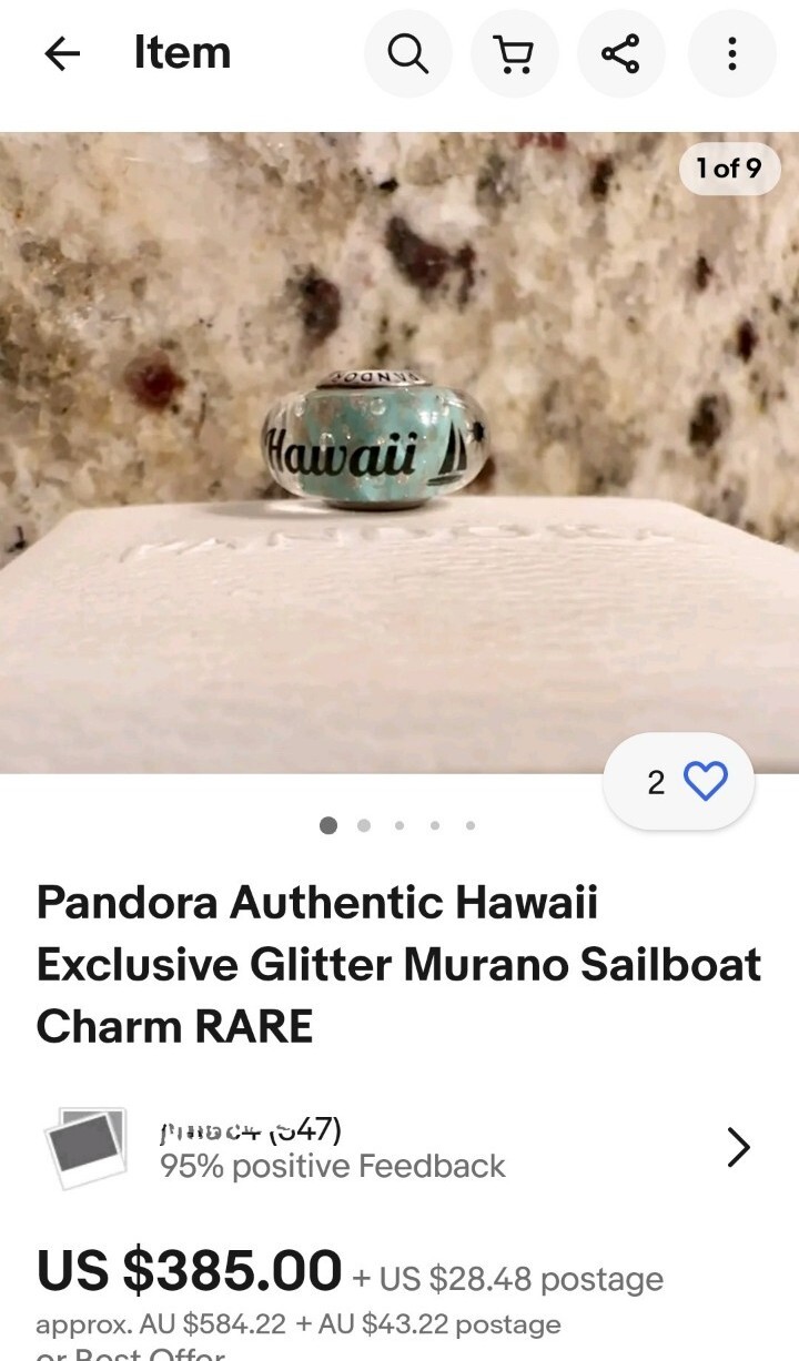 🌺🌊🌞✨Very RARE Hawaii EXCLUSIVE Pandora Charm Very Good Used Condition 🌺🌞🌊✨