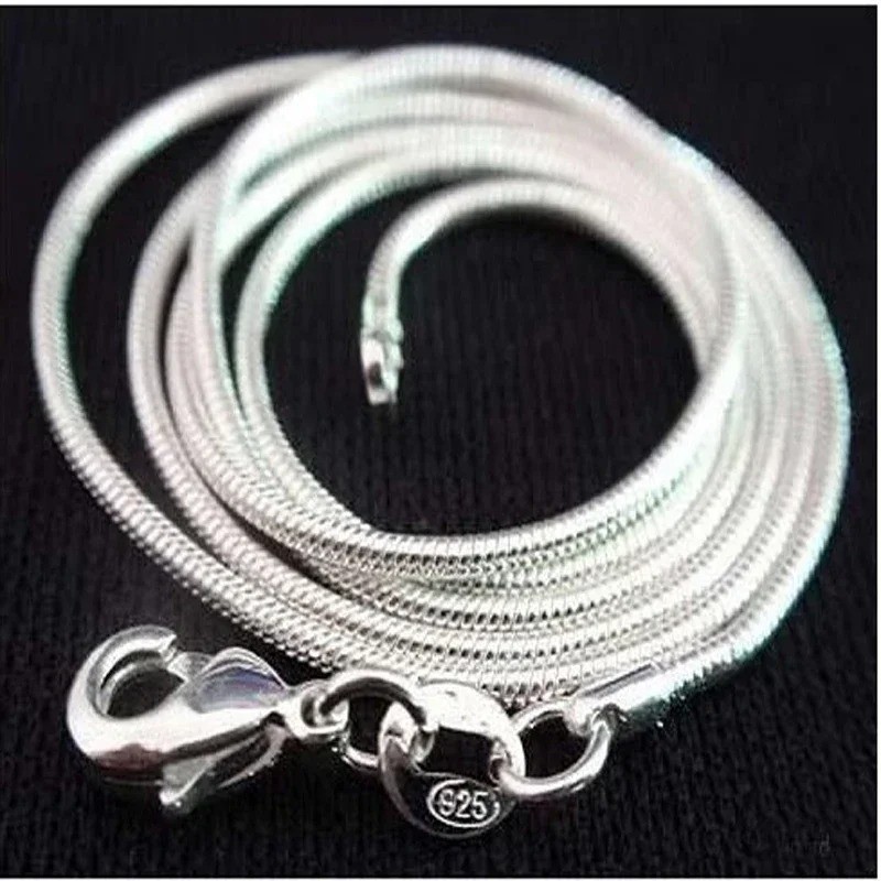 Wholesale 925 Solid Sterling Silver Snake Chain Necklace 1MM 16-30 Inch