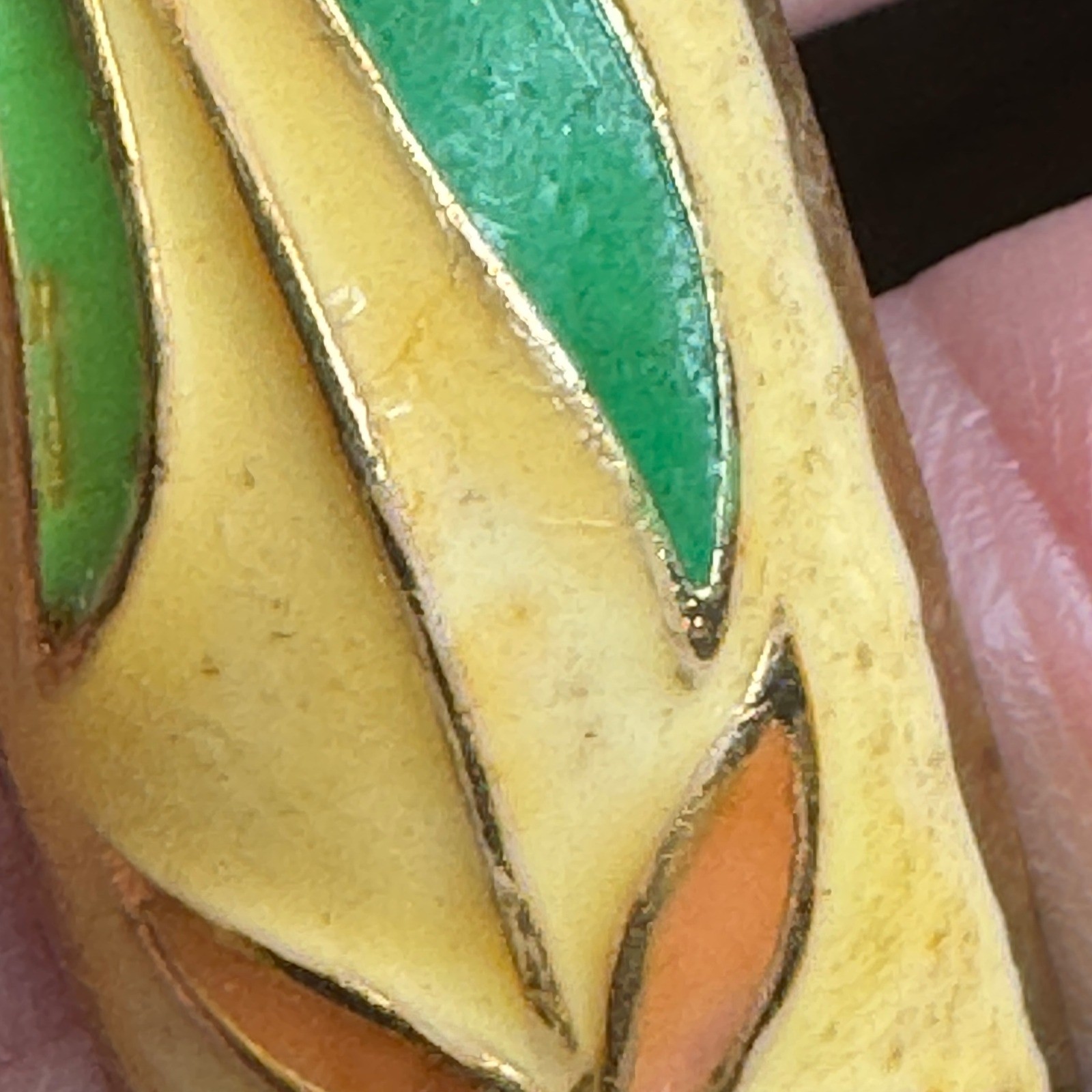Vintage Cloisonne Bangle Bracelet Hinged Brass Heated Enamel Floral Asian Art