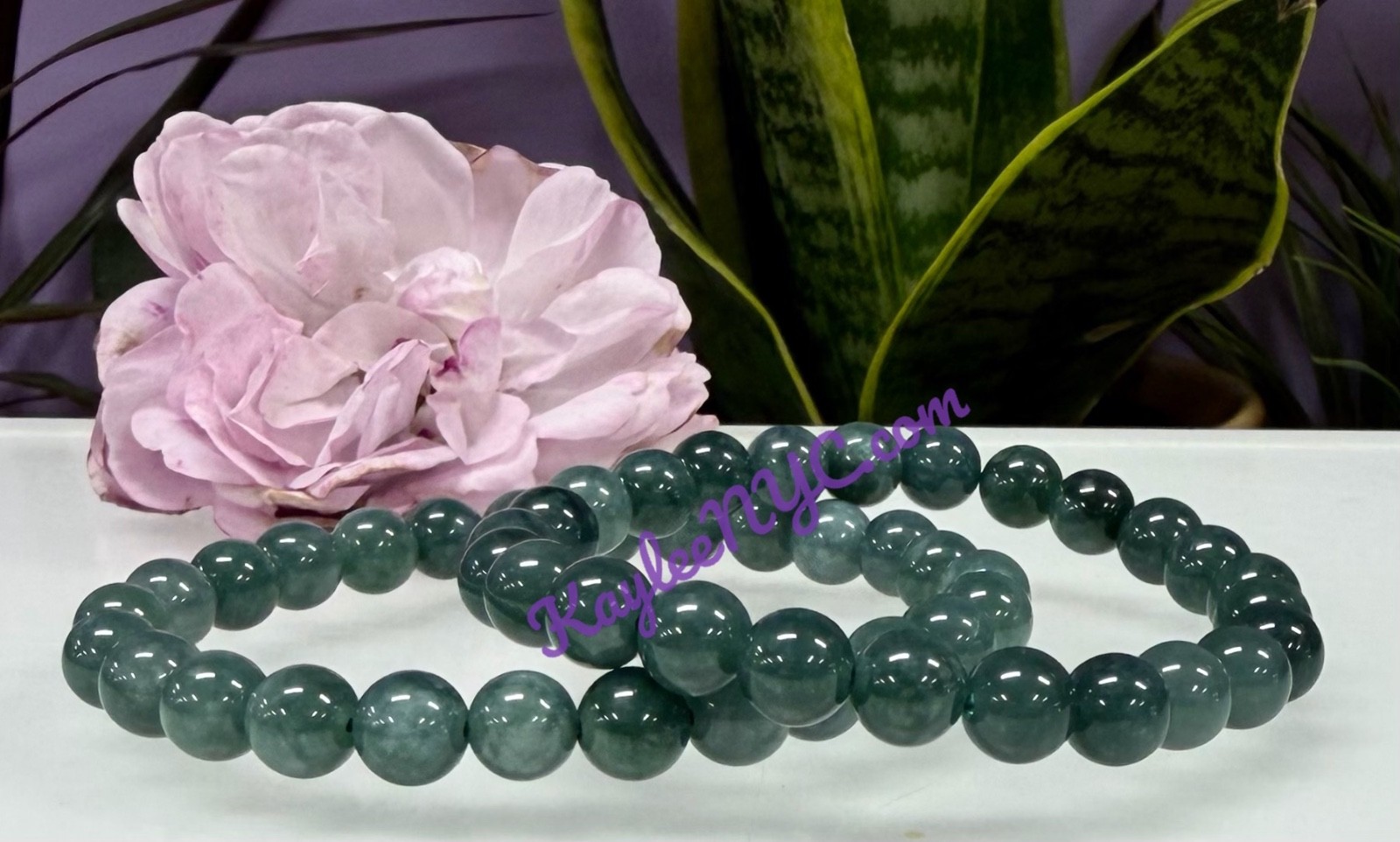 Wholesale 6 Pcs Natural Dark Green Burma Jade 7.7mm 7.5” Crystal Bracelet
