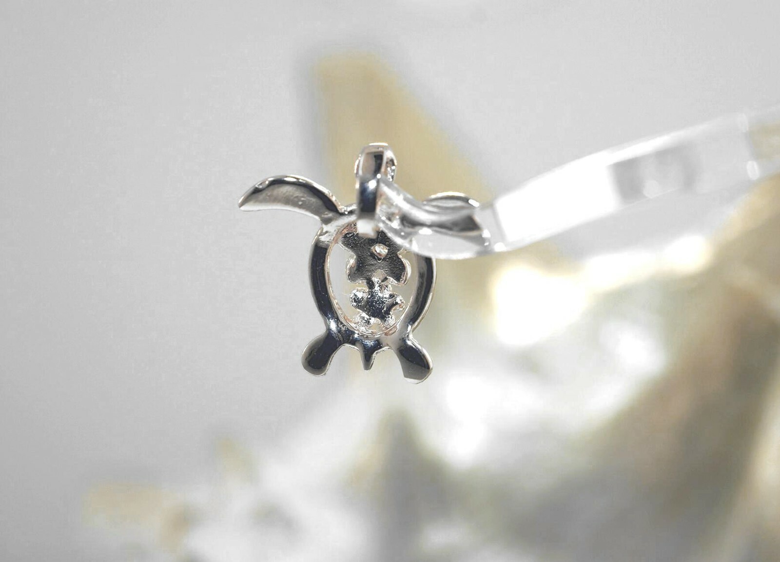 20MM 2-TONE ROSE GOLD PLATED 925 SILVER HAWAIIAN HONU TURTLE PLUMERIA CZ PENDANT