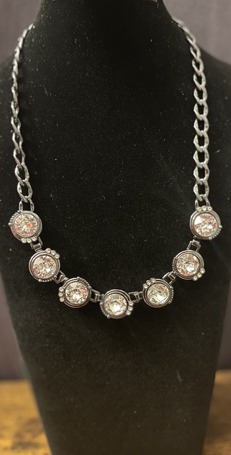 SILPADA GLAMOUR Swarovksi Crystal Hematite Statement Necklace 18-20″