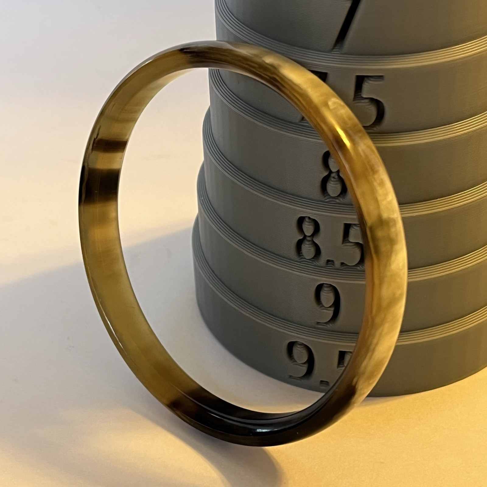 3 Resin Acrylic Bangles Laminated Inlay Black Domed Slim Marbled Retro Mod Stack