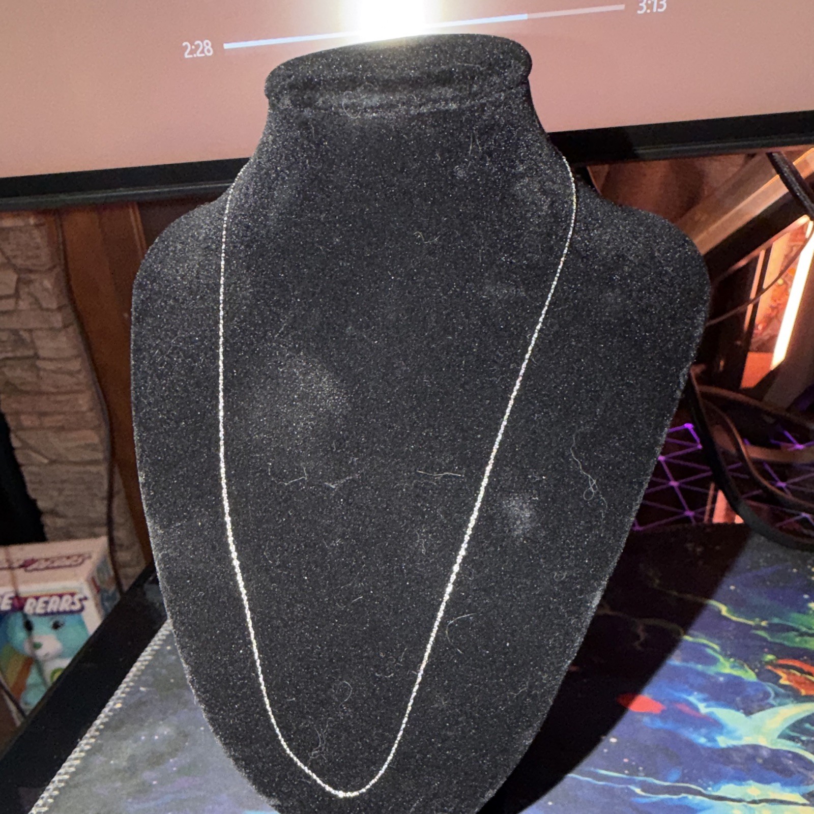 10k White Gold Rope Chain Necklace, 0.8mm, 18” Signed,
