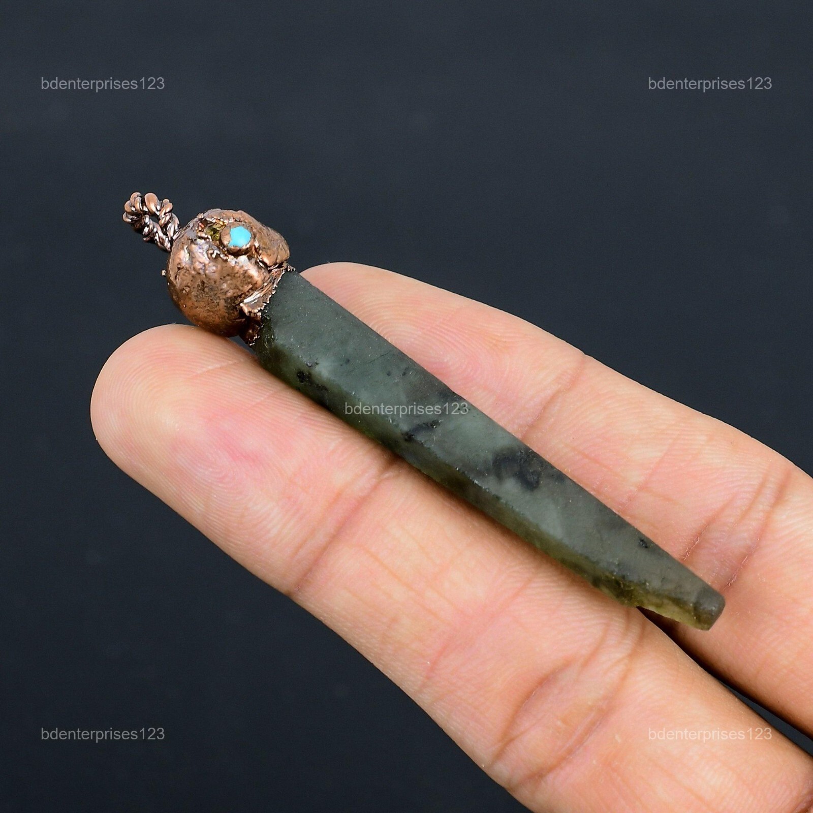 Labradorite Rough Stone Arizona Turquoise Electroformed Pendant Jewelry Copper