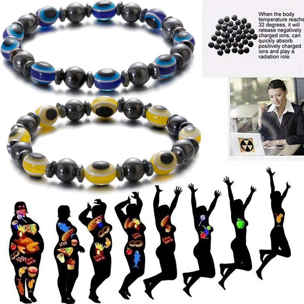 Weight Loss Hematite Stone Bracelet Magnetic Eyes Beads Bracelet Jewelry Unisex