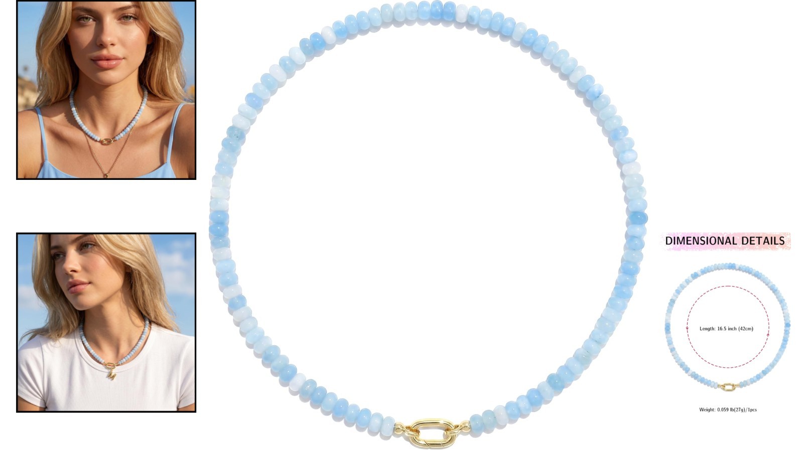 Vibrant Blue Beaded Choker Necklace for Women – Boho Summer Layering Jewelry