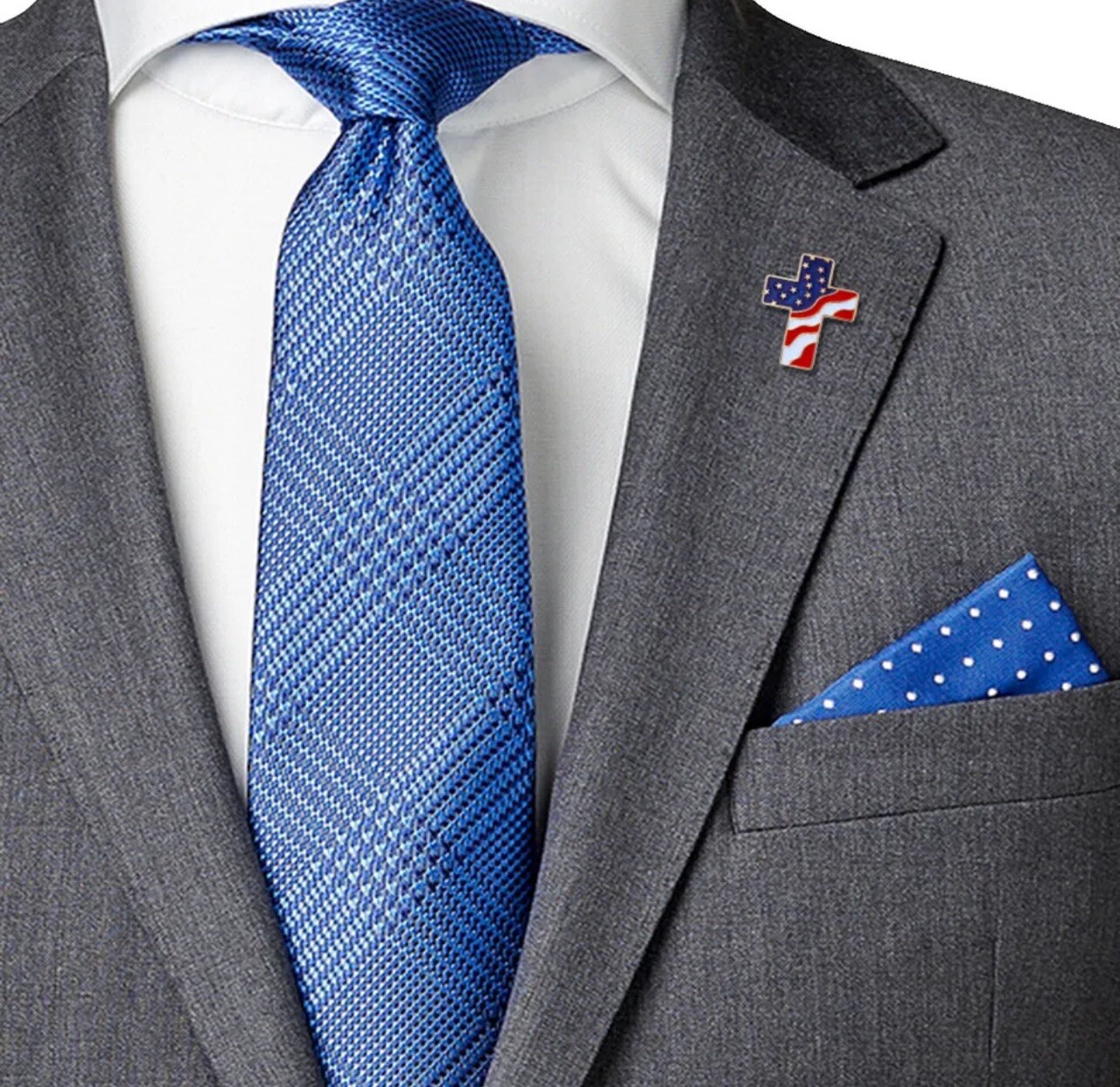 American Flag Patriotic Cross Religious Jewelry Enamel Lapel Pin